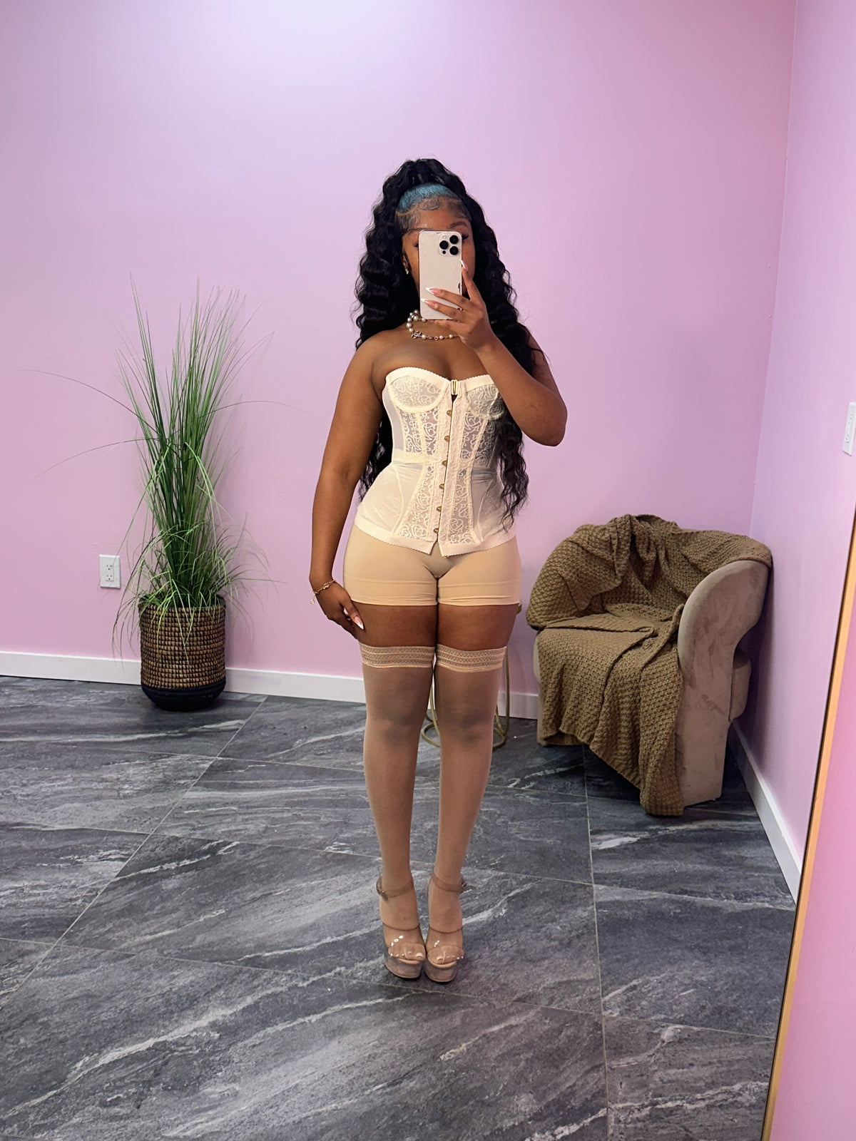 Beige Corset Set