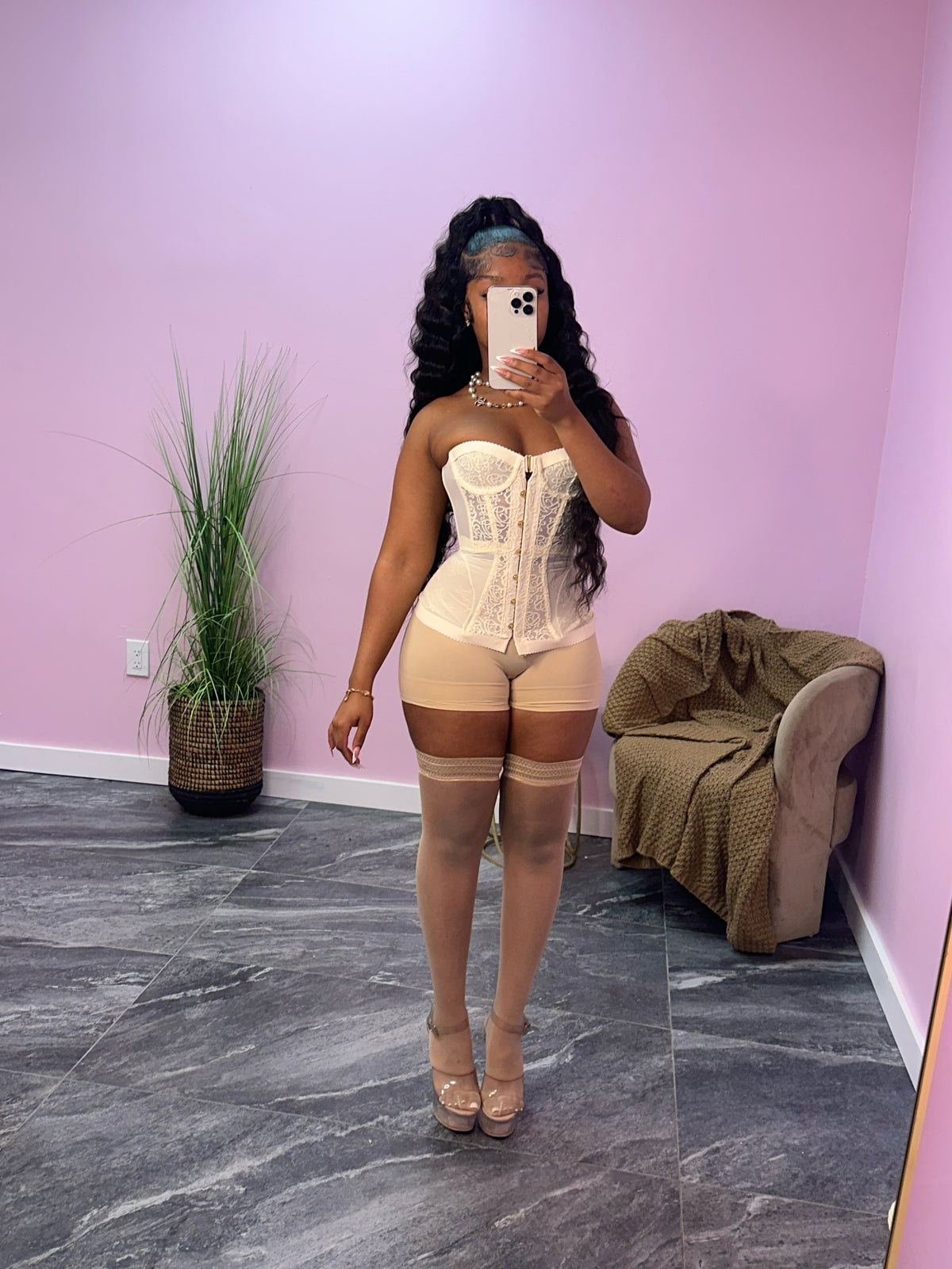 Beige Corset Set