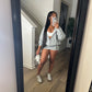 Grey Stitch Skirt Set